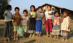 School children in Ban Faen : Kens daughter 4th on left :